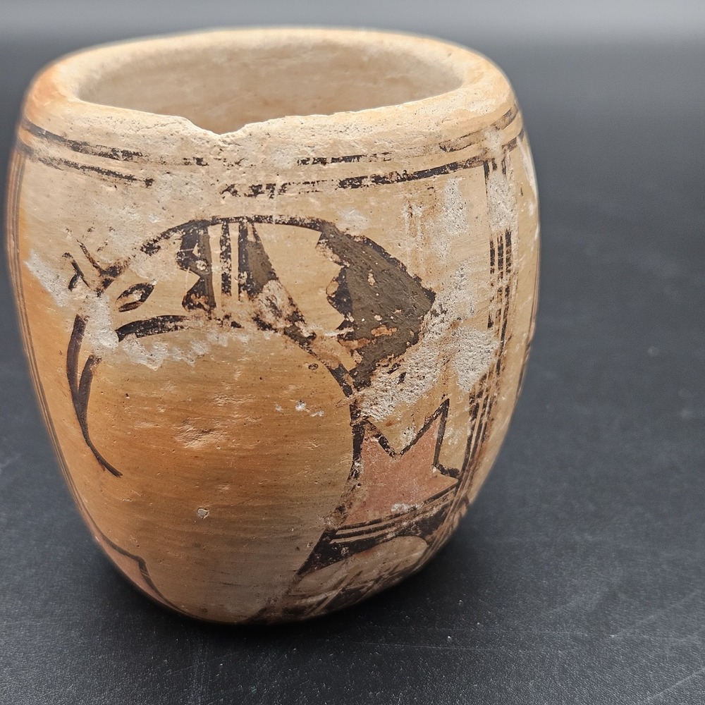 VTG Native American Hopi Polychrome Pottery Mini Vase Pot Signed Marilynn Zeena
